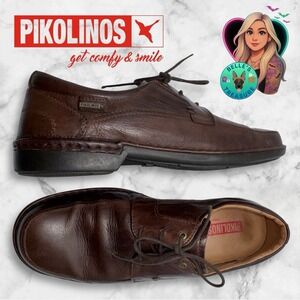 Pikolinos Mens Derby Shoes US 10-10.5 Dark Brown Leather Lace Up Oxford Business
